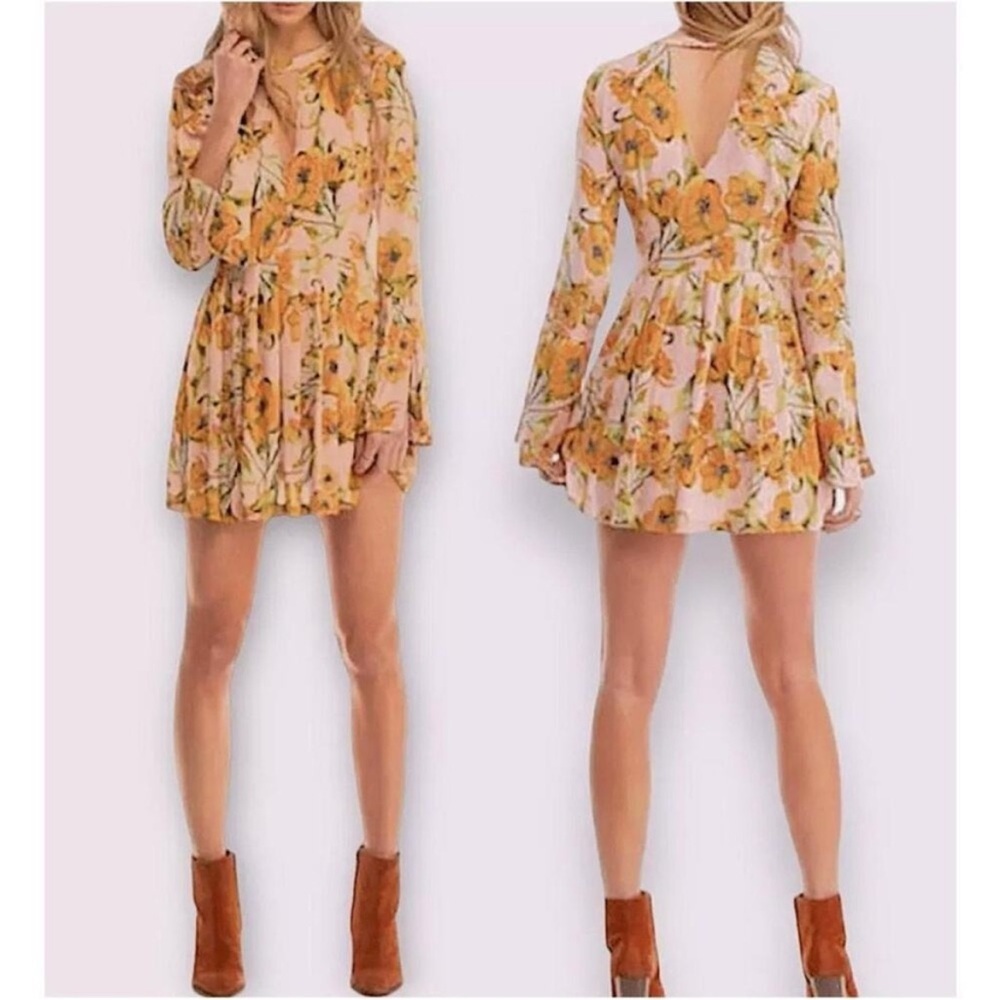 Free People‎ Teagan Floral Print Mini Dress Sz 4